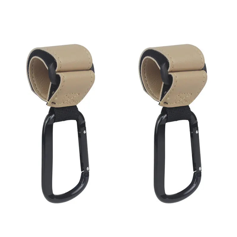 Lot de 2 crochets de poussette en cuir
