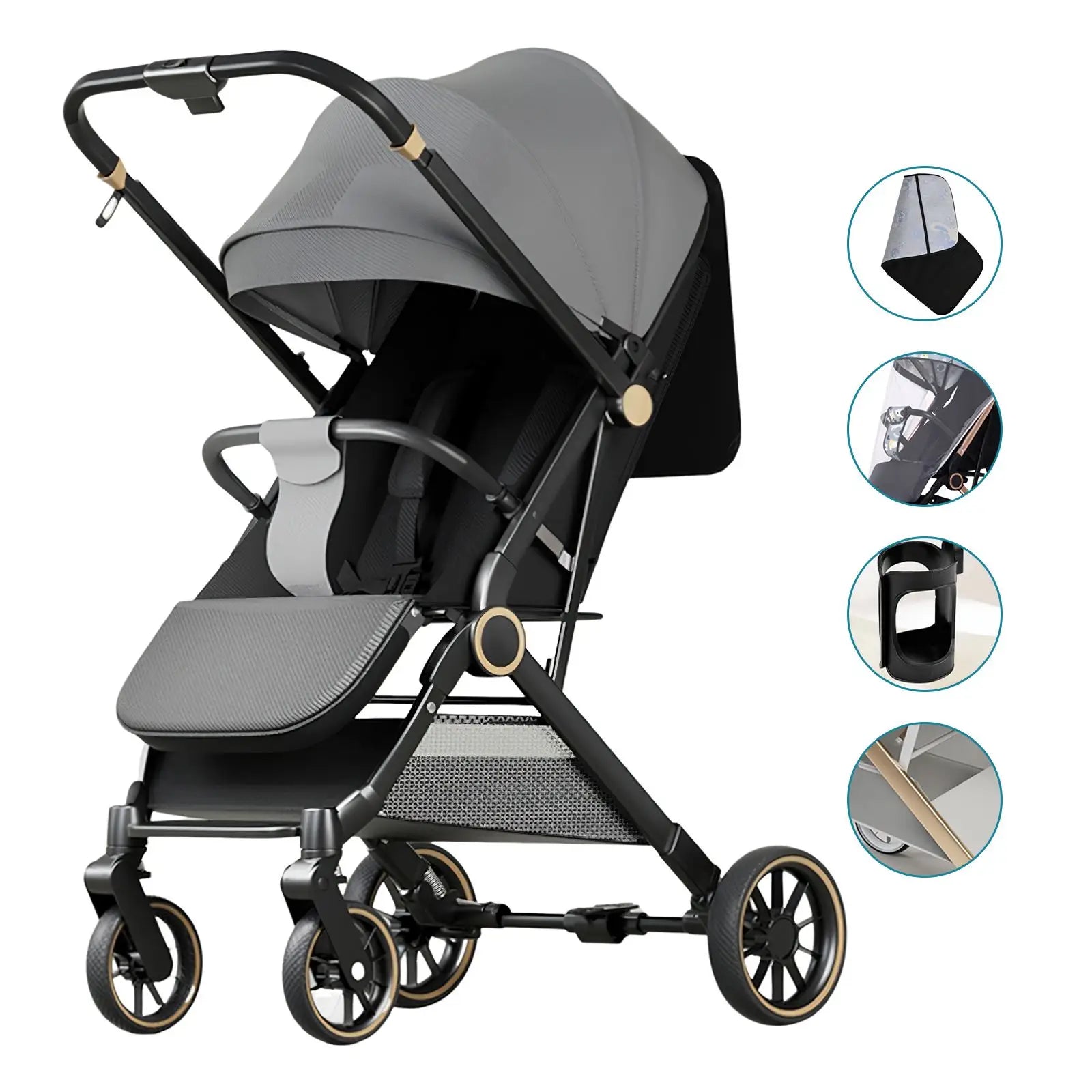 aby Carriage,Bi-directional ultra lightweight foldable high landscape four wheel shock absorber baby stroller,baby cart
