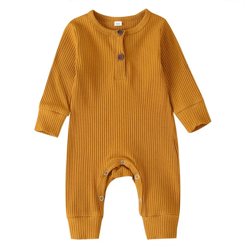13 Colors Newborn Infant Baby Boys Girls Romper Cotton Knitted Ribbed Long Sleeve Solid Button Jumpsuit Toddler Clothes Outfits