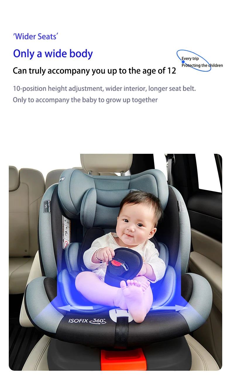 baby car seat with ISOFIX ,child safety seats 360° rotating child seat for 0-12 years old ,5-point seat belt for children