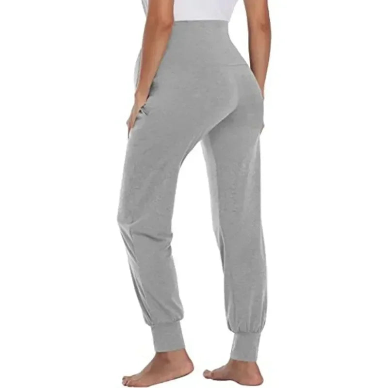 Spring Maternity Women's Casual Pants Solid High Waist Strechy Lounge Trousers For Pregnant Women Joggers With Pockets