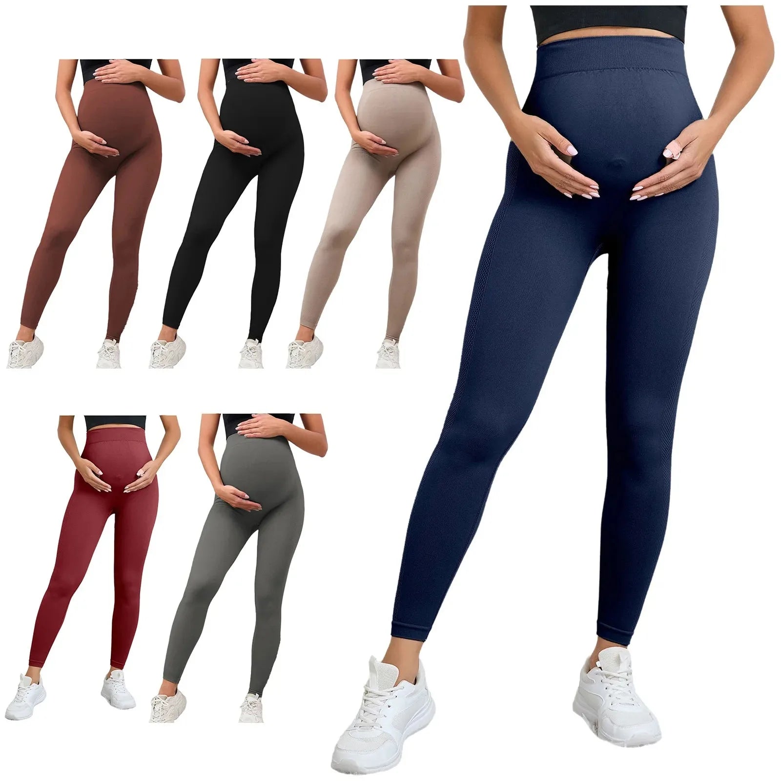 Maternity Yoga Leggings with Belly Support High Waist Pilates Pants Pregnancy Trousers for Sports Workout Casual Daily Wear