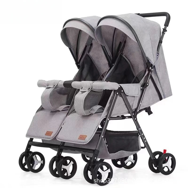 Twin Baby Stroller Can Sit and Lie Down Lightweight Stroller Two Children Outdoor Skate Baby Gods Double Seat Folding Stroller