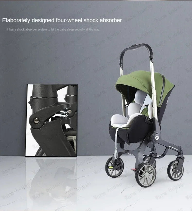 Baby stroller 4in1 Multifunctional newborn baby stroller 3in1 Foldable Basket type seat Lightweight Travel Pram