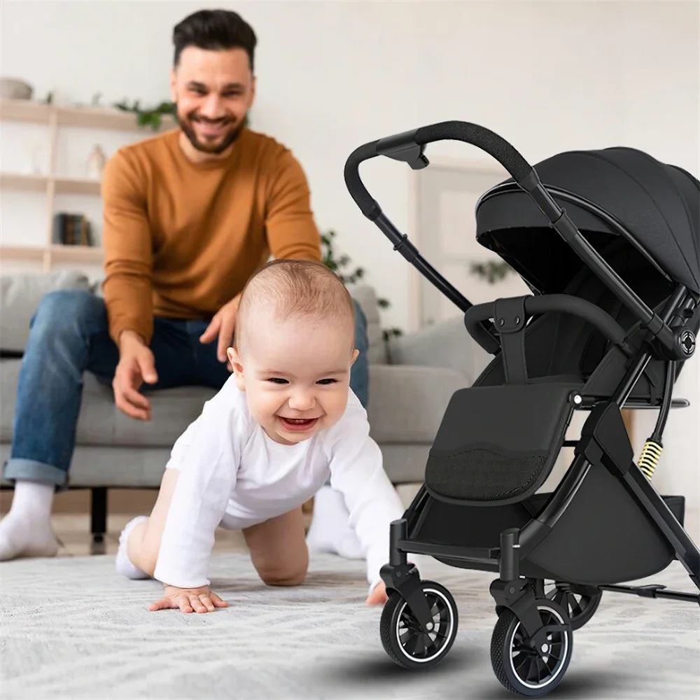 Luxurious Light High Landscape Baby Stroller leg-sapped Seat for Newborn One Hand reline Pushchair Pram Compact Size
