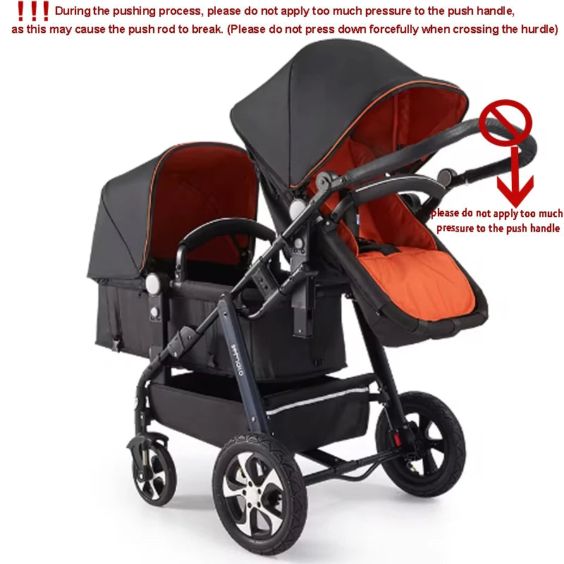 EU STOCK New Twins Baby Stroller with Four Wheels for Easy Mobility four wheels travel baby carriage, Newborn Pram,Portable