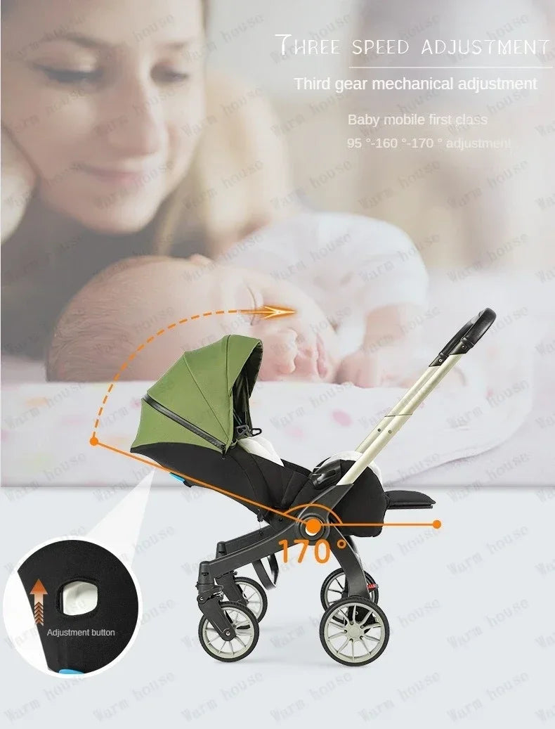 Baby stroller 4in1 Multifunctional newborn baby stroller 3in1 Foldable Basket type seat Lightweight Travel Pram