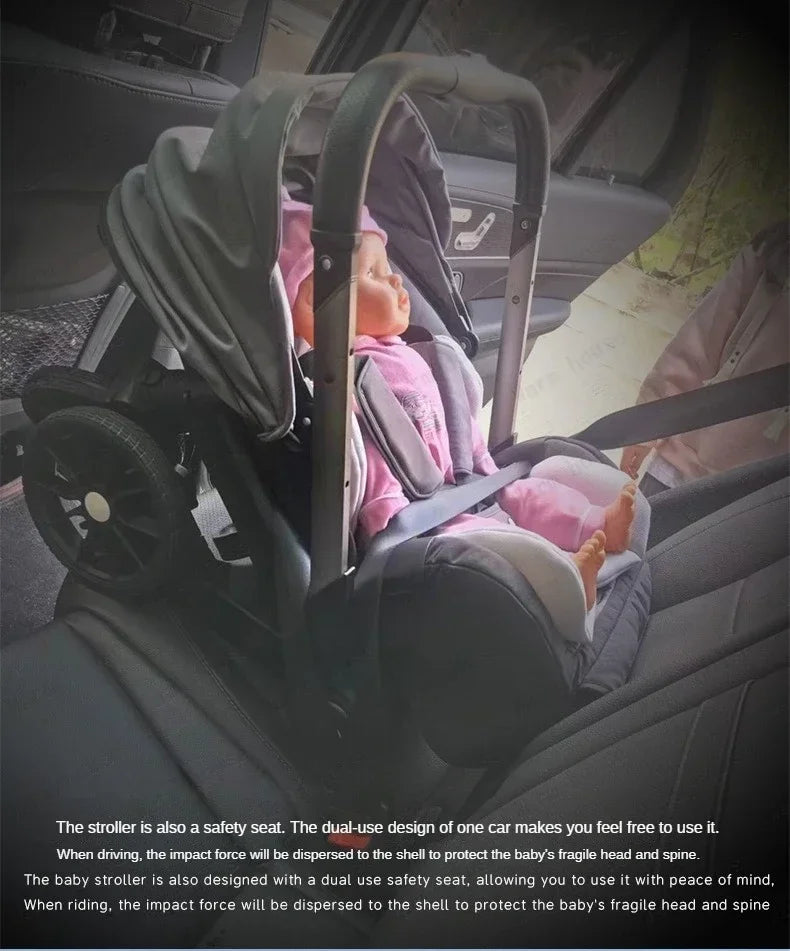 Baby stroller 4in1 Multifunctional newborn baby stroller 3in1 Foldable Basket type seat Lightweight Travel Pram