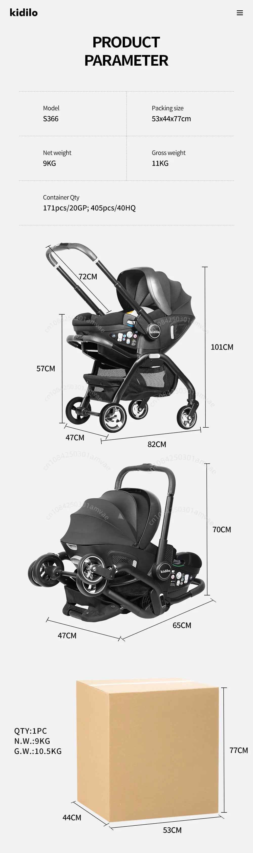 3-in-1 baby safety stroller, two-way newborn baby safety seat, portable 3-in-1 stroller for ages 0-2le for 0-2 years old