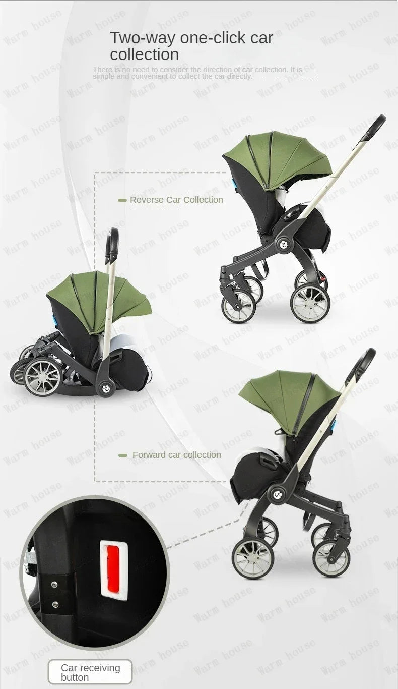 Baby stroller 4in1 Multifunctional newborn baby stroller 3in1 Foldable Basket type seat Lightweight Travel Pram