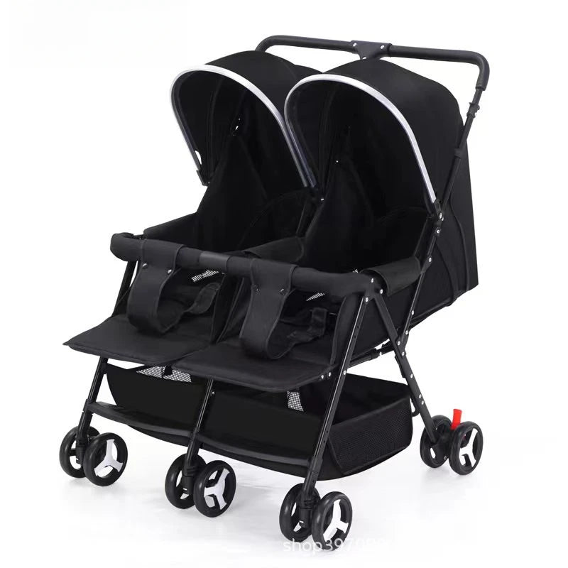 Twin Baby Stroller Can Sit and Lie Down Lightweight Stroller Two Children Outdoor Skate Baby Gods Double Seat Folding Stroller
