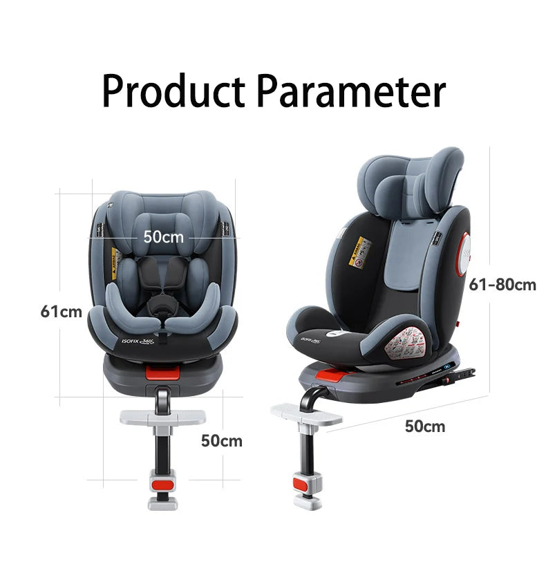 baby car seat with ISOFIX ,child safety seats 360° rotating child seat for 0-12 years old ,5-point seat belt for children