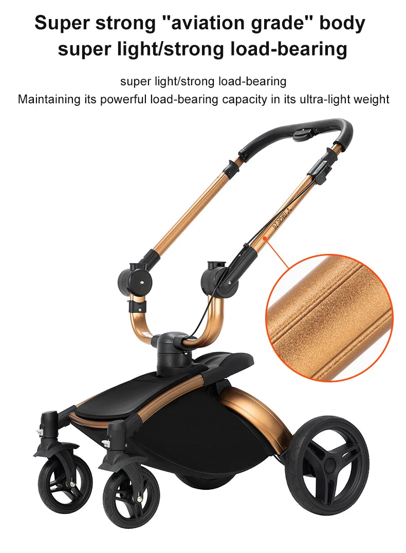 3-in-1 PU Waterproof Multi-Functional Baby Stroller Lightweight Stroller with Seat - Compact Foldable for Newborns to Toddlers