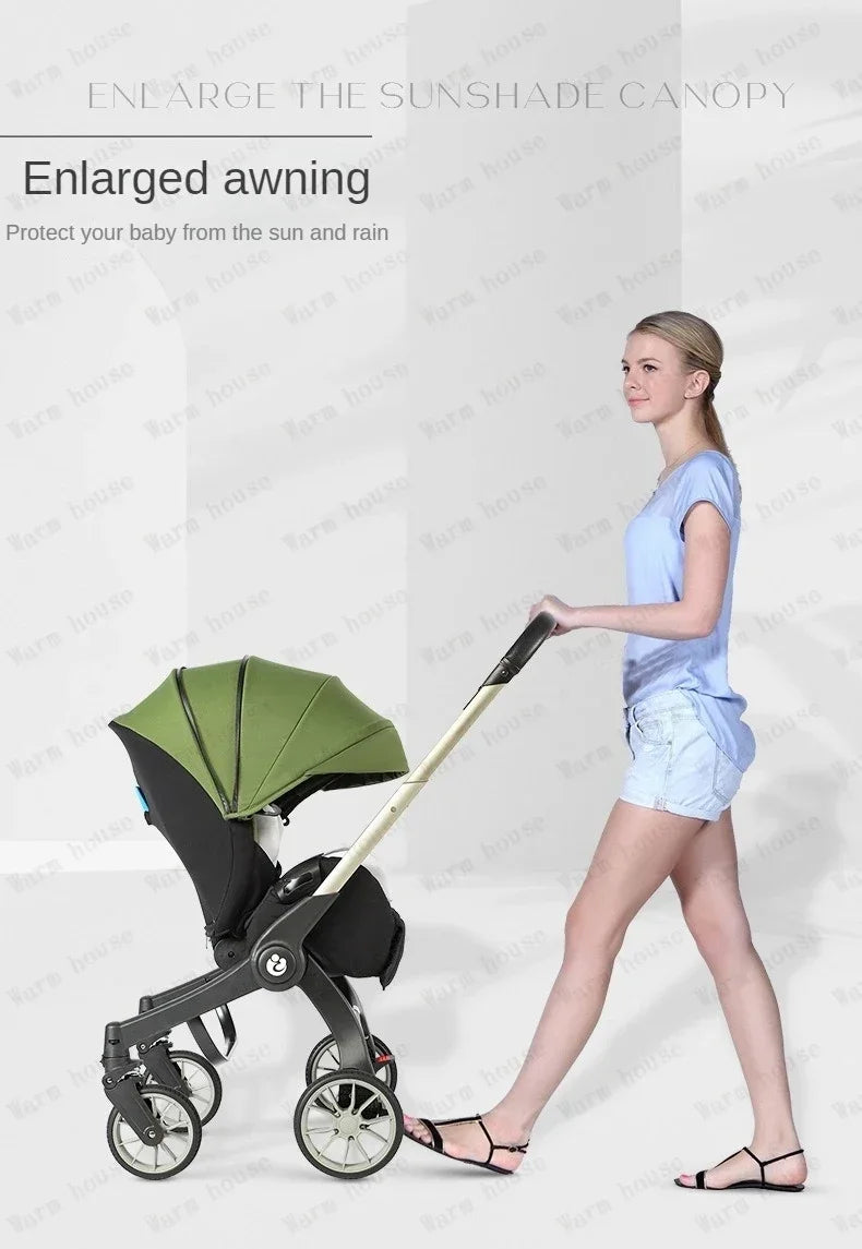 Baby stroller 4in1 Multifunctional newborn baby stroller 3in1 Foldable Basket type seat Lightweight Travel Pram