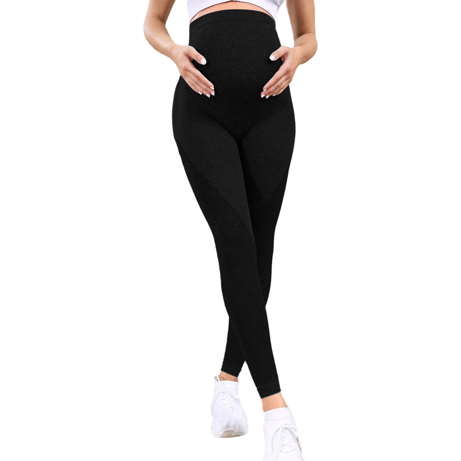 Maternity Yoga Leggings with Belly Support High Waist Pilates Pants Pregnancy Trousers for Sports Workout Casual Daily Wear