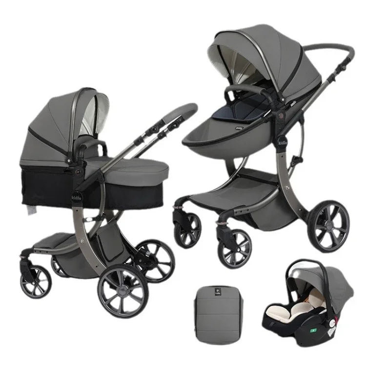 3 in 1 Baby stroller, equipped with car seats, high landscape stroller for newborns, versatile functions, can be sat or lie down