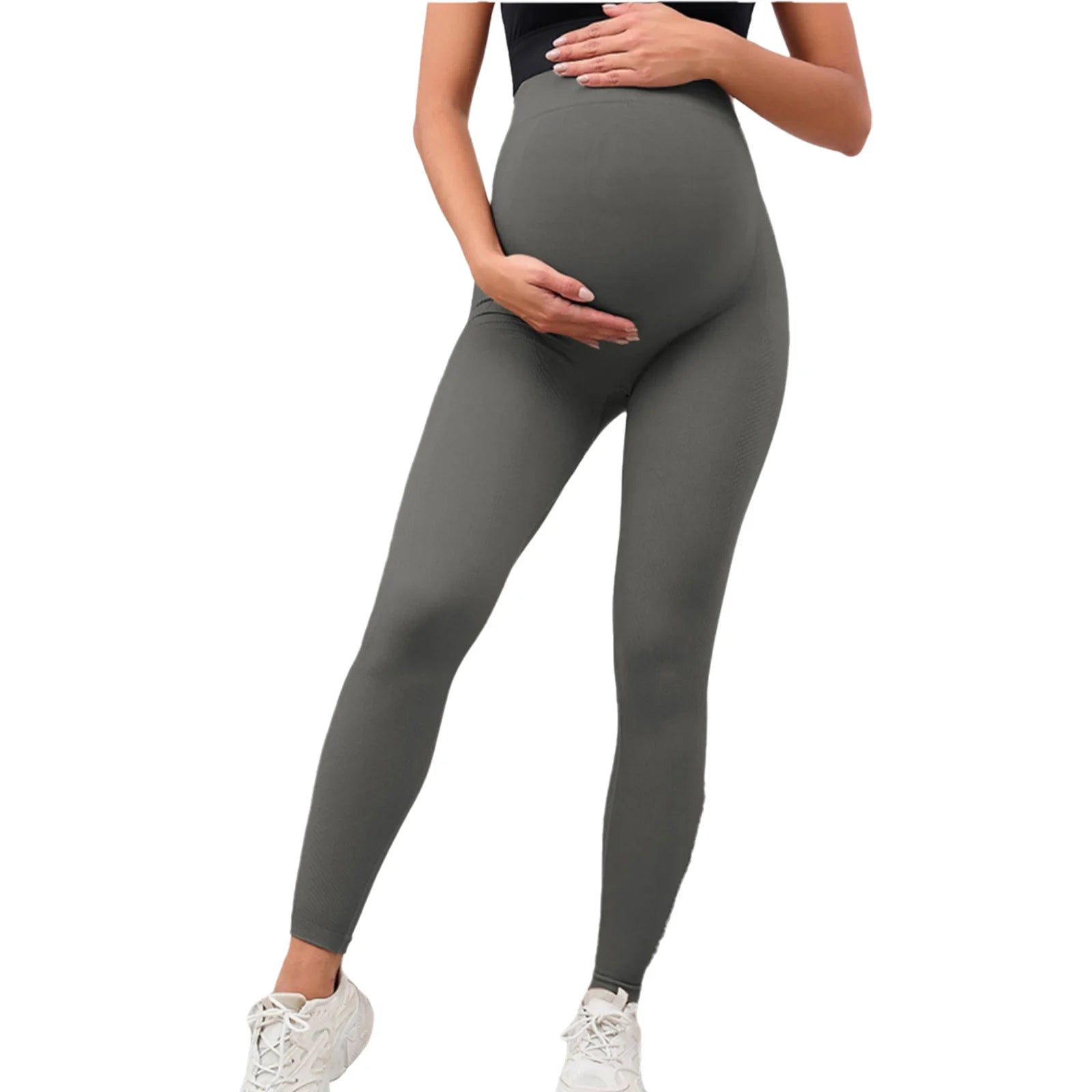 Maternity Yoga Leggings with Belly Support High Waist Pilates Pants Pregnancy Trousers for Sports Workout Casual Daily Wear
