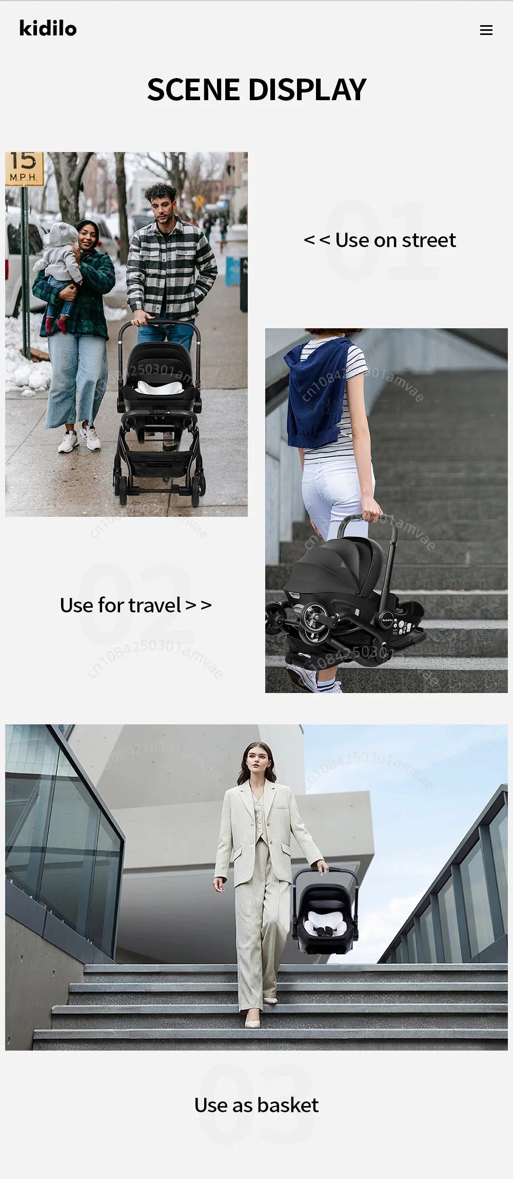 3-in-1 baby safety stroller, two-way newborn baby safety seat, portable 3-in-1 stroller for ages 0-2le for 0-2 years old