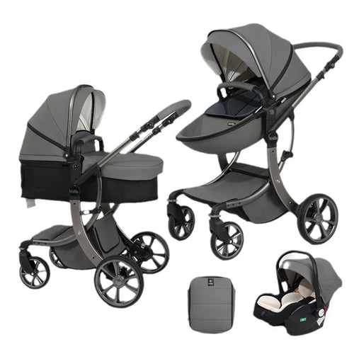 3 in 1 Baby stroller, equipped with car seats, high landscape stroller for newborns, versatile functions, can be sat or lie down