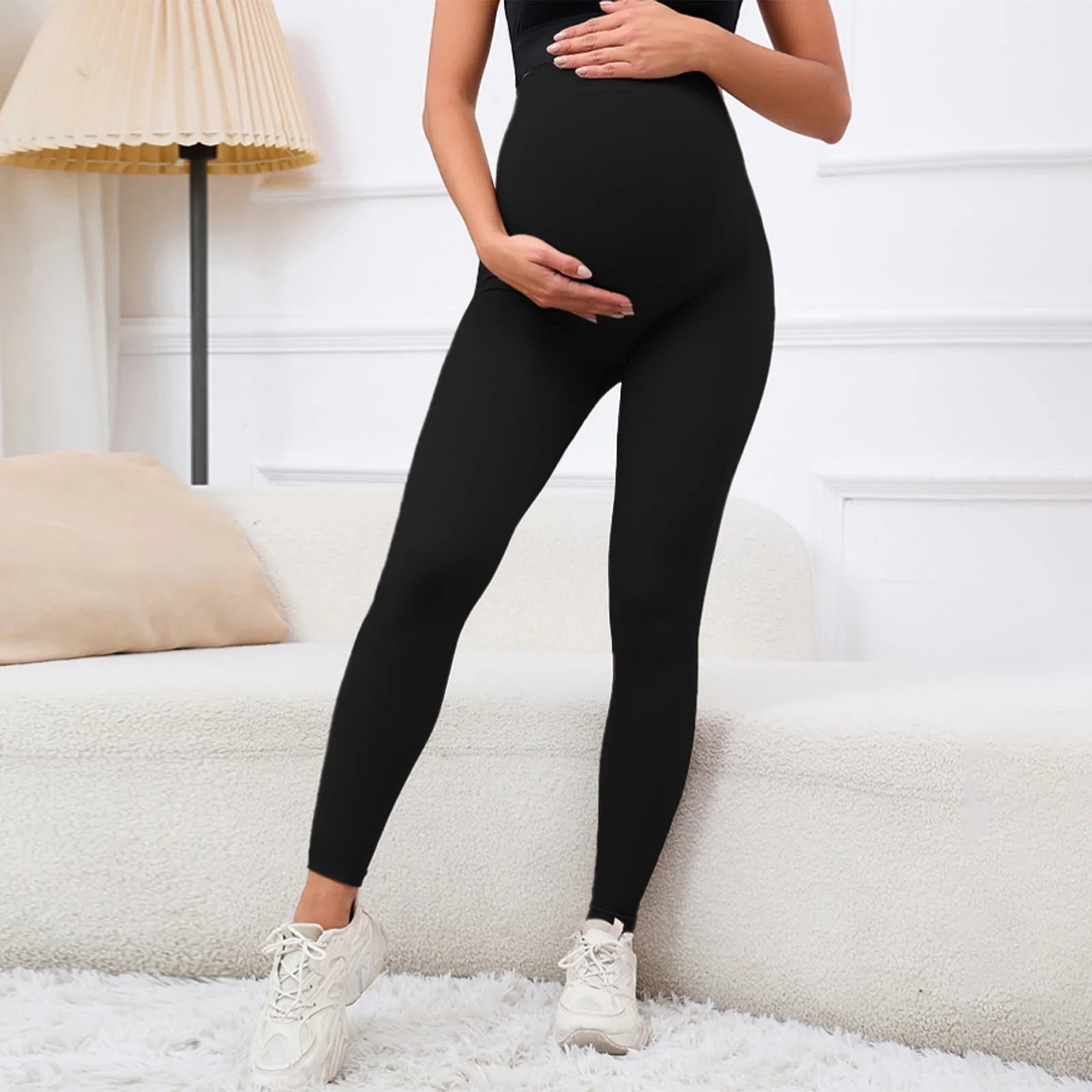 Maternity Yoga Leggings with Belly Support High Waist Pilates Pants Pregnancy Trousers for Sports Workout Casual Daily Wear