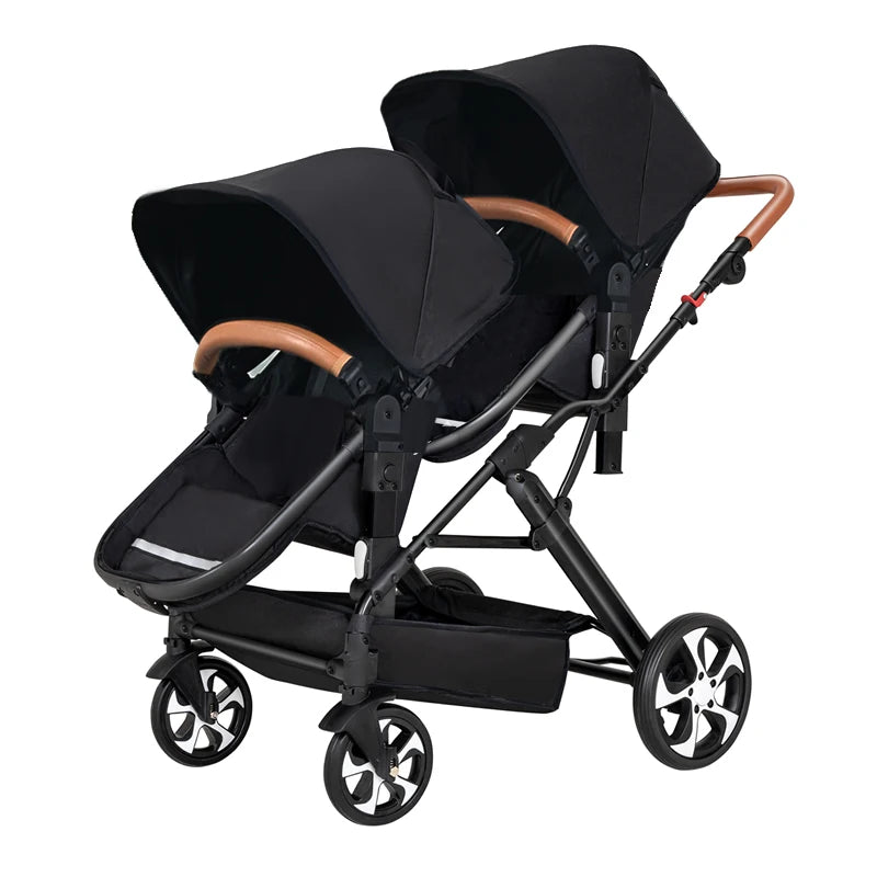 EU STOCK New Twins Baby Stroller with Four Wheels for Easy Mobility four wheels travel baby carriage, Newborn Pram,Portable