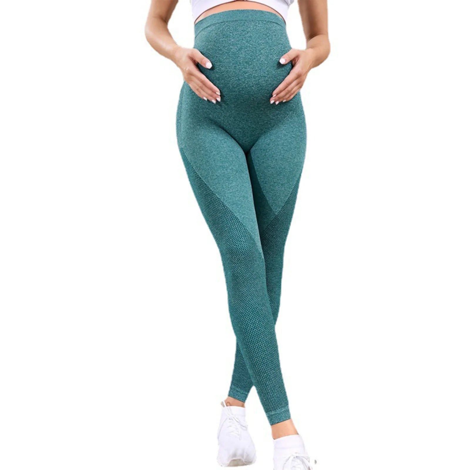 Maternity Yoga Leggings with Belly Support High Waist Pilates Pants Pregnancy Trousers for Sports Workout Casual Daily Wear