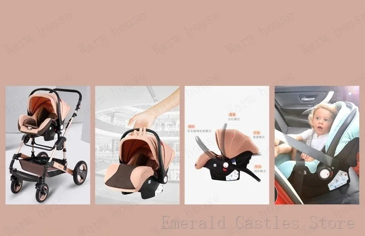 baby stroller 3in1 Luxury High Landscape baby pram portable baby pushchair multifunctional Newborn Carriage double faced