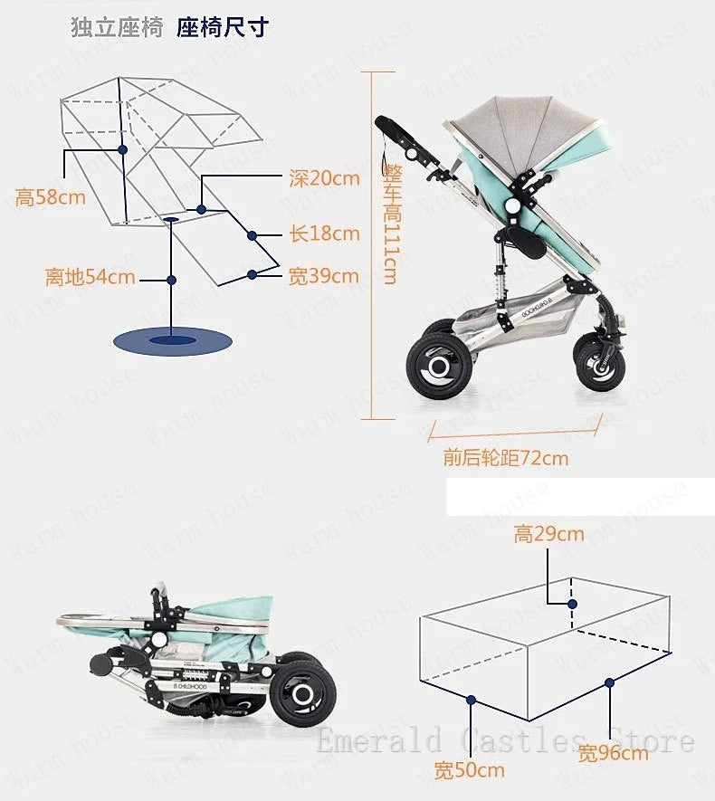 baby stroller 3in1 Luxury High Landscape baby pram portable baby pushchair multifunctional Newborn Carriage double faced