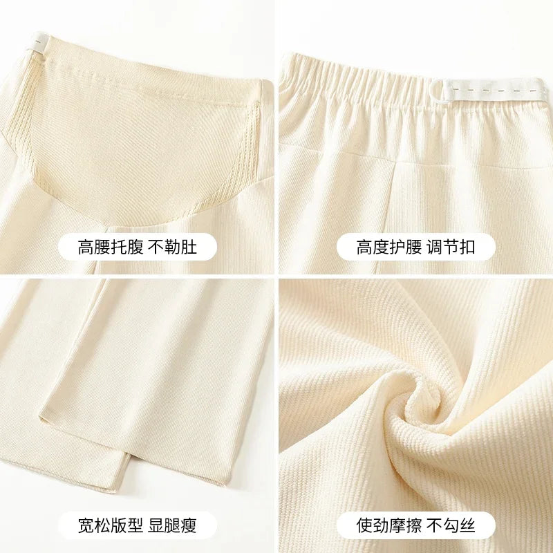 2025 Autumn Winter Maternity Pants Wide leg Loose Straight Elastic Waist Belly Long Trousers for Pregnant Women Youth Pregnancy