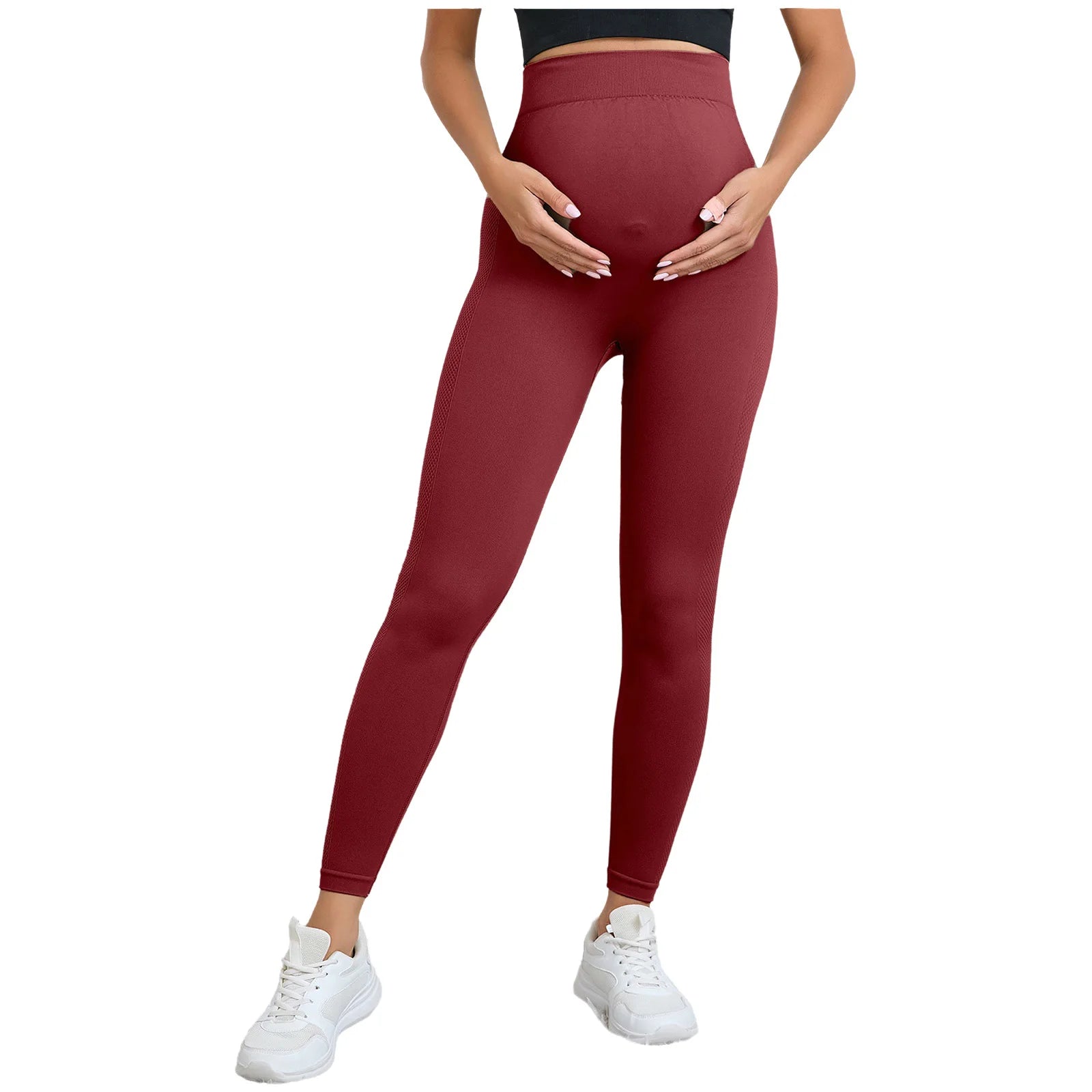 Maternity Yoga Leggings with Belly Support High Waist Pilates Pants Pregnancy Trousers for Sports Workout Casual Daily Wear