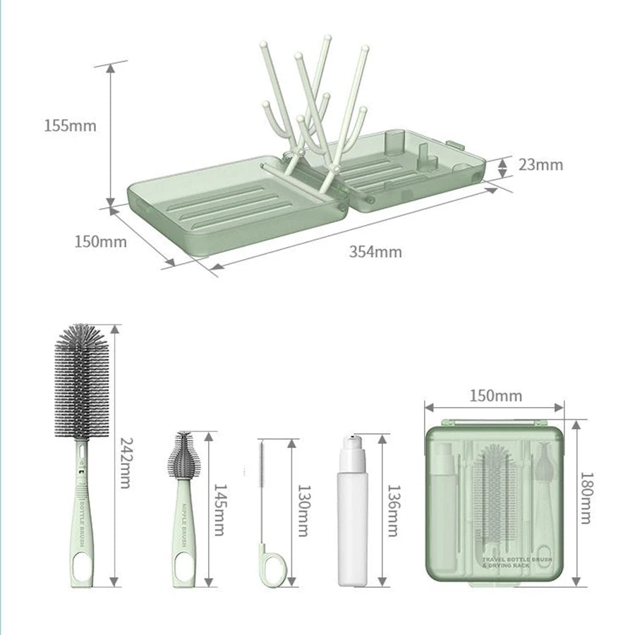 Brosse pour biberon avec support à ouverture
