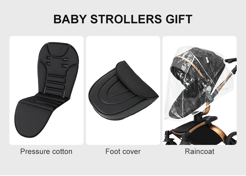 3-in-1 PU Waterproof Multi-Functional Baby Stroller Lightweight Stroller with Seat - Compact Foldable for Newborns to Toddlers