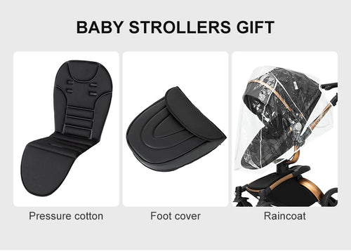 3-in-1 PU Waterproof Multi-Functional Baby Stroller Lightweight Stroller with Seat - Compact Foldable for Newborns to Toddlers