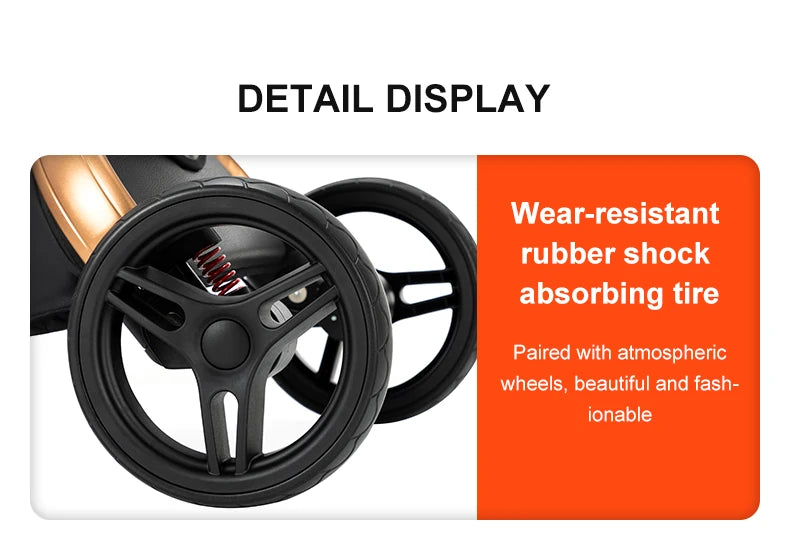 3-in-1 PU Waterproof Multi-Functional Baby Stroller Lightweight Stroller with Seat - Compact Foldable for Newborns to Toddlers