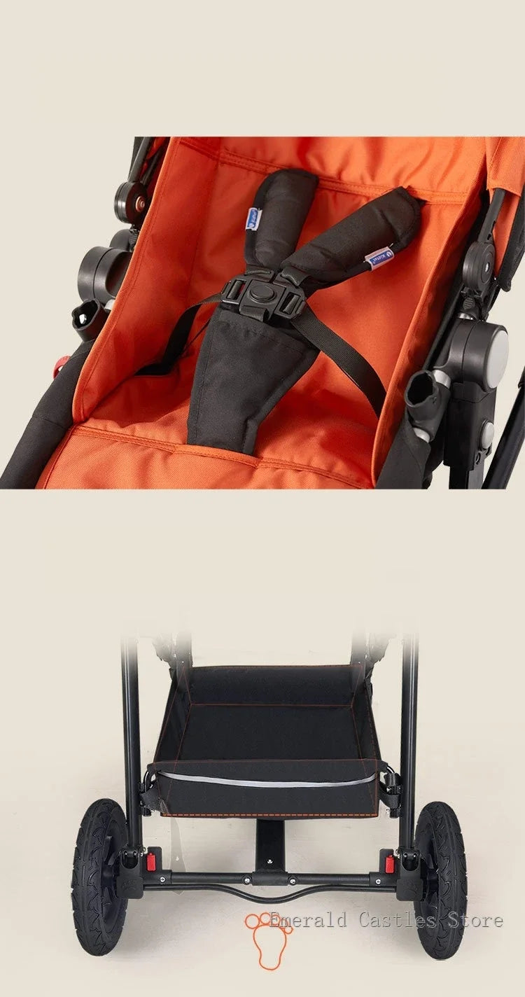 EU STOCK New Twins Baby Stroller with Four Wheels for Easy Mobility four wheels travel baby carriage, Newborn Pram,Portable