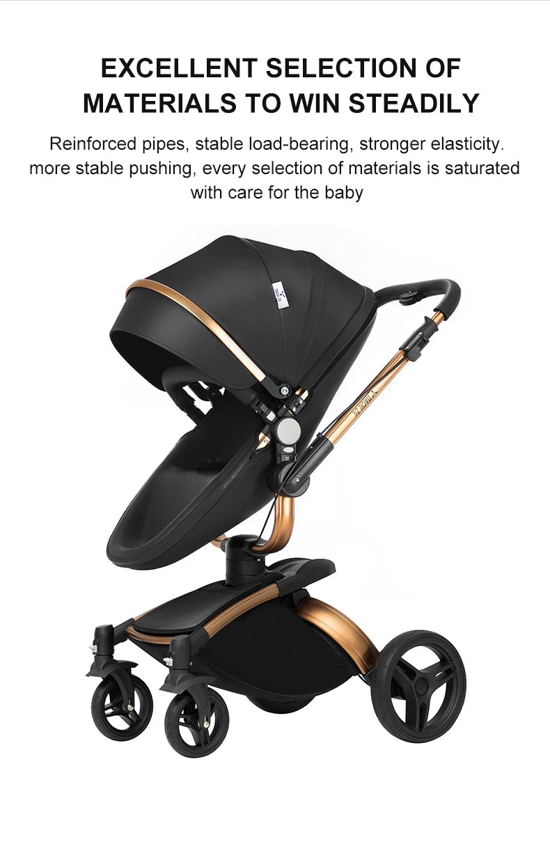 3-in-1 PU Waterproof Multi-Functional Baby Stroller Lightweight Stroller with Seat - Compact Foldable for Newborns to Toddlers