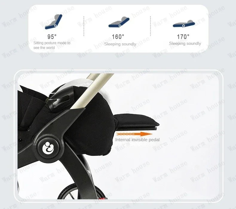 Baby stroller 4in1 Multifunctional newborn baby stroller 3in1 Foldable Basket type seat Lightweight Travel Pram