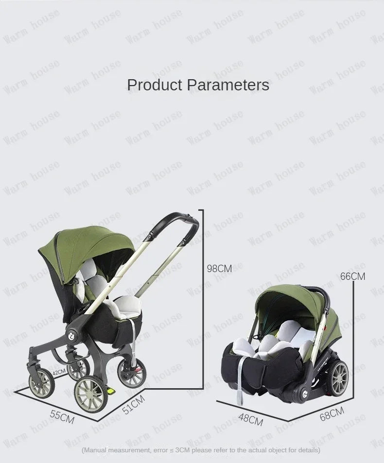Baby stroller 4in1 Multifunctional newborn baby stroller 3in1 Foldable Basket type seat Lightweight Travel Pram