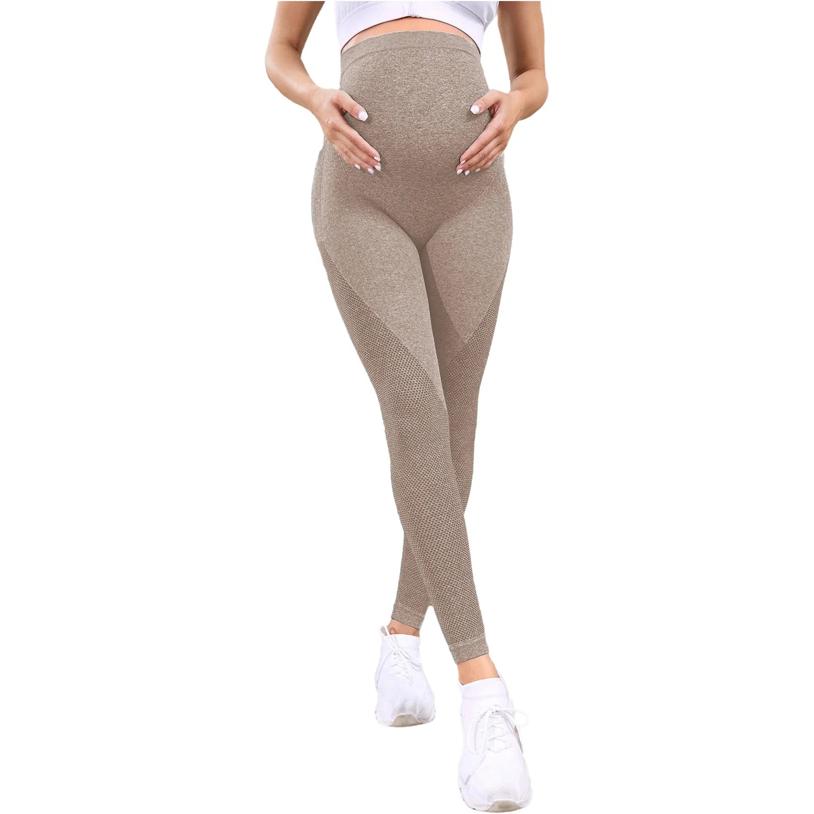 Maternity Yoga Leggings with Belly Support High Waist Pilates Pants Pregnancy Trousers for Sports Workout Casual Daily Wear