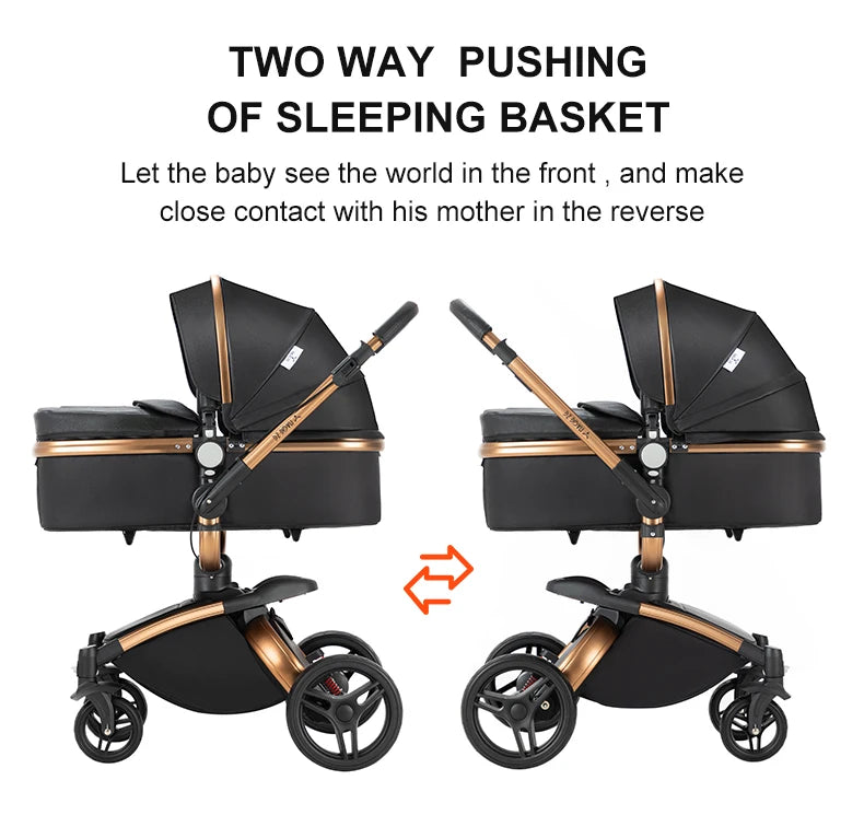 3-in-1 PU Waterproof Multi-Functional Baby Stroller Lightweight Stroller with Seat - Compact Foldable for Newborns to Toddlers