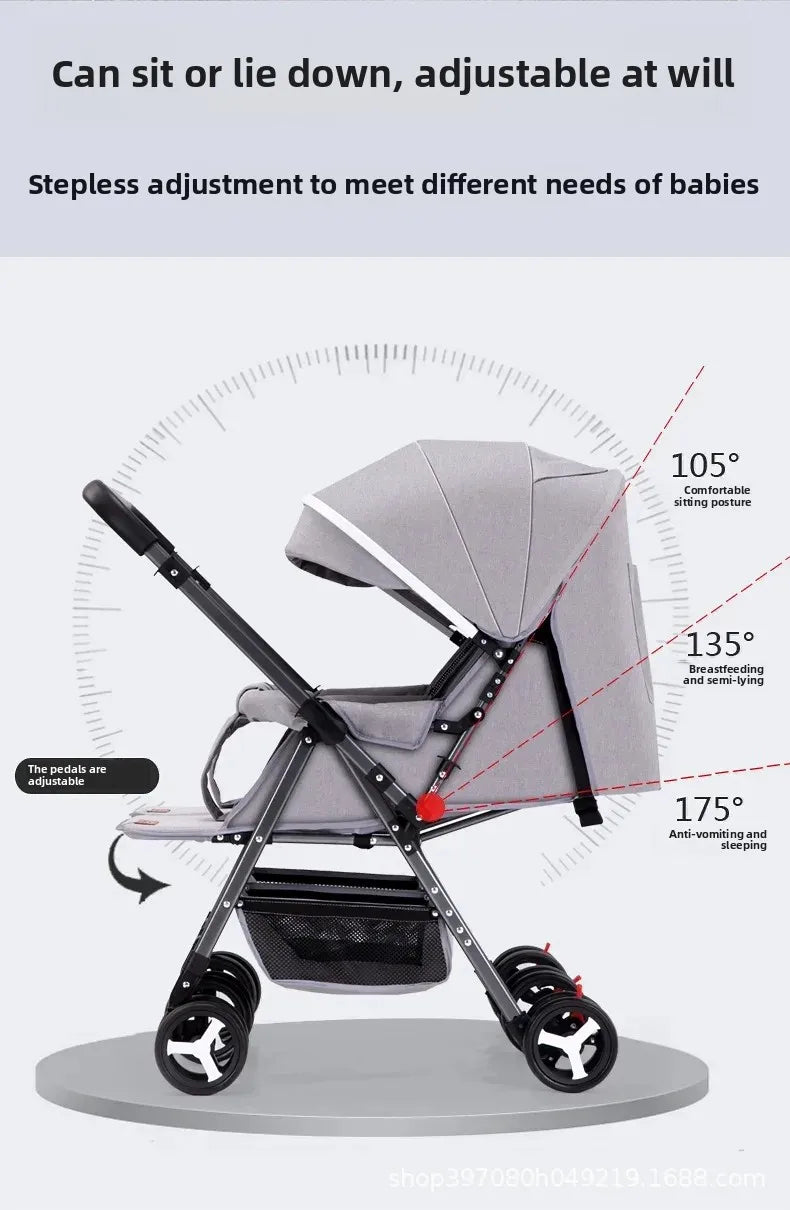 Twin Baby Stroller Can Sit and Lie Down Lightweight Stroller Two Children Outdoor Skate Baby Gods Double Seat Folding Stroller