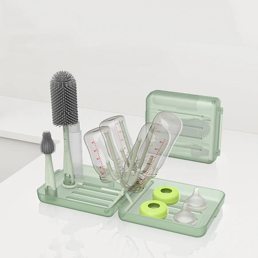 Brosse pour biberon avec support à ouverture