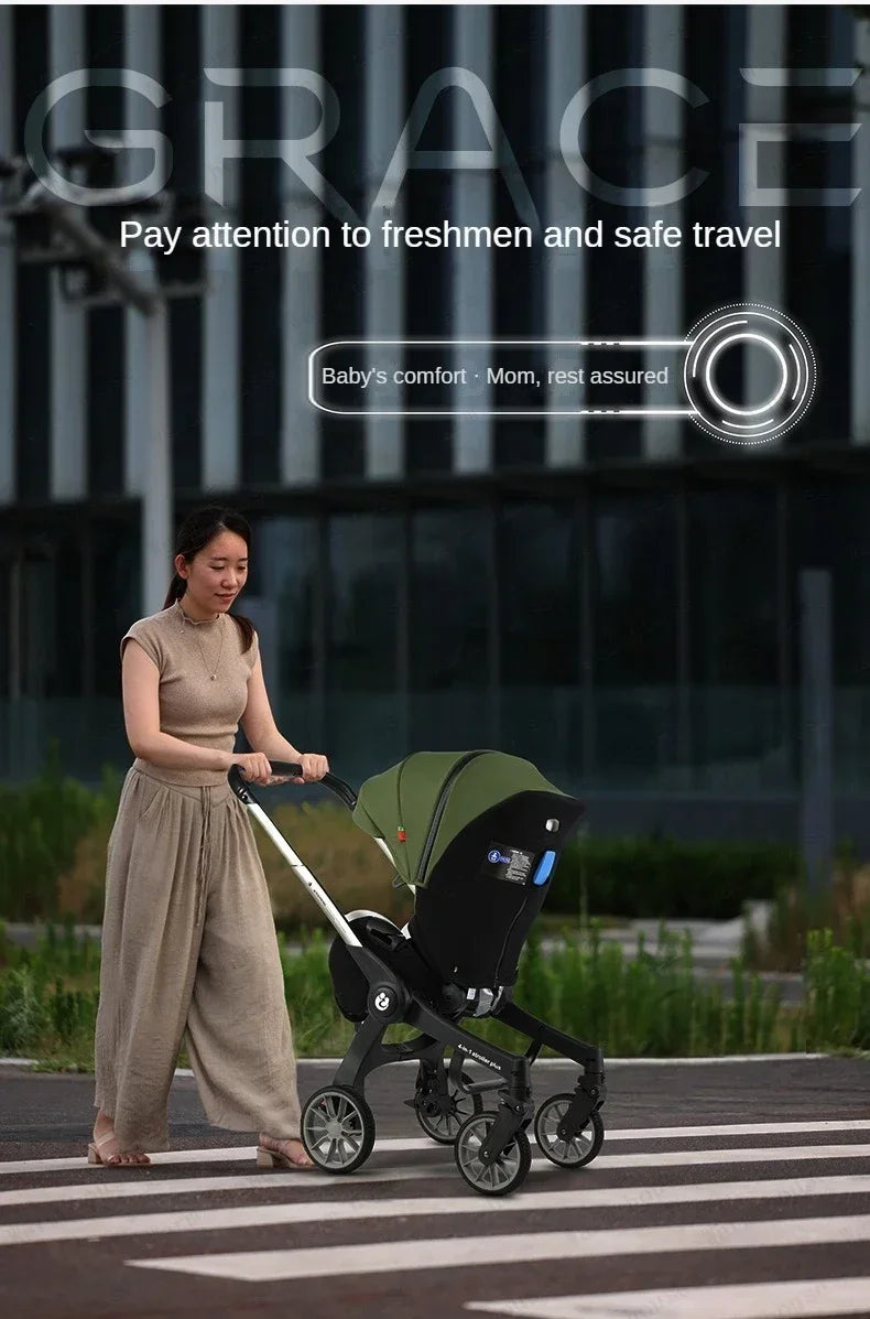 Baby stroller 4in1 Multifunctional newborn baby stroller 3in1 Foldable Basket type seat Lightweight Travel Pram