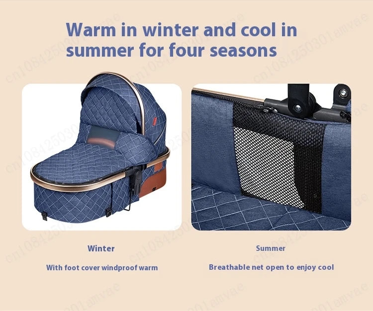 Luxury Baby Stroller 3 in 1 High Landscape Baby Cart Can Sit Can Lie Portable Pushchair Baby Cradel Infant Carrier