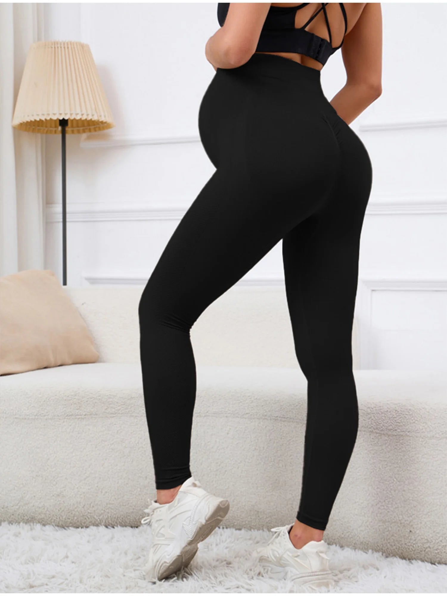 Maternity Yoga Leggings with Belly Support High Waist Pilates Pants Pregnancy Trousers for Sports Workout Casual Daily Wear