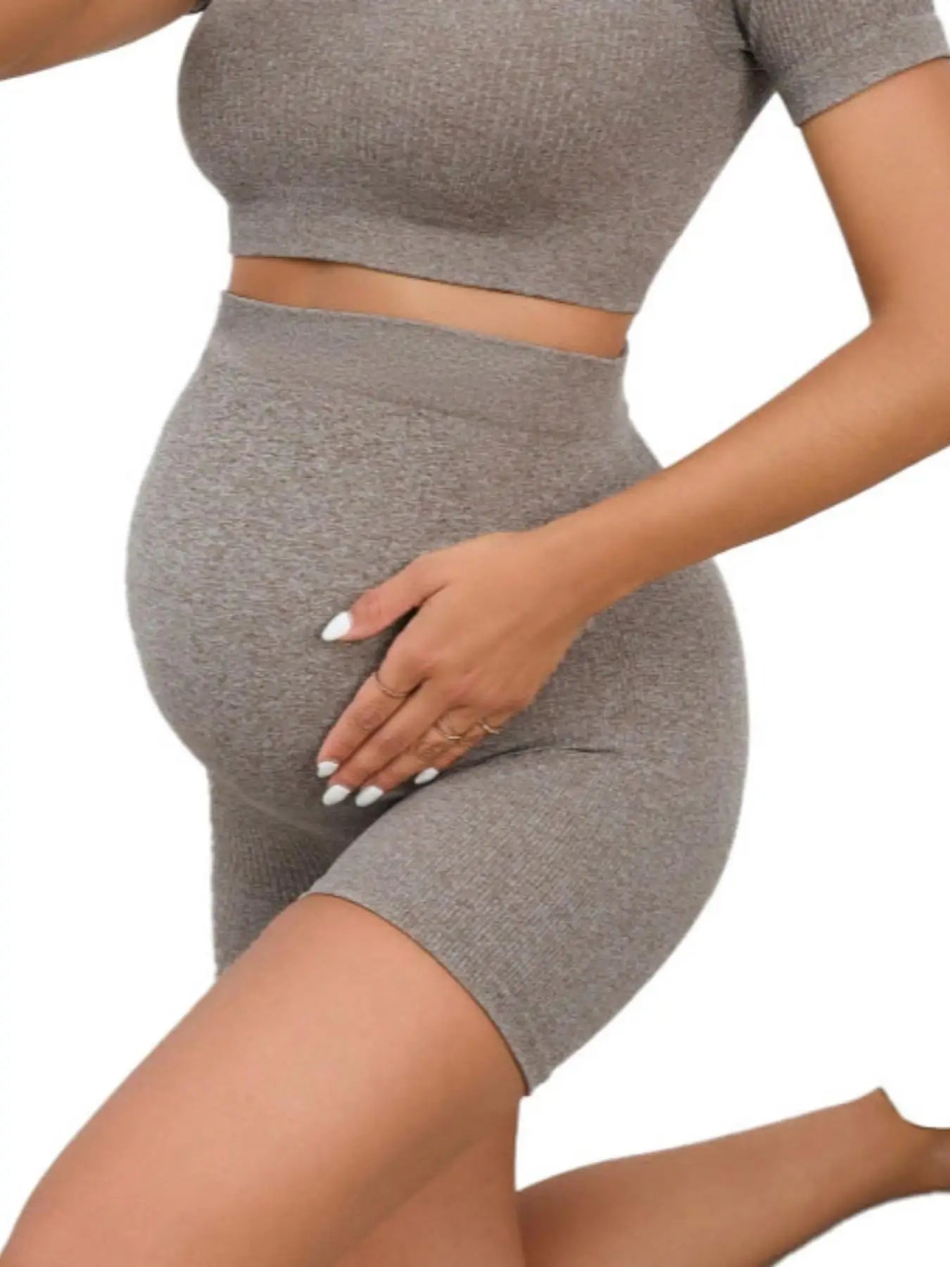 2Pcs Summer Maternity Leggings Woman  Yoga Fitness Sports High Waist Belly Pregnant Pants Slim Fashion Shorts
