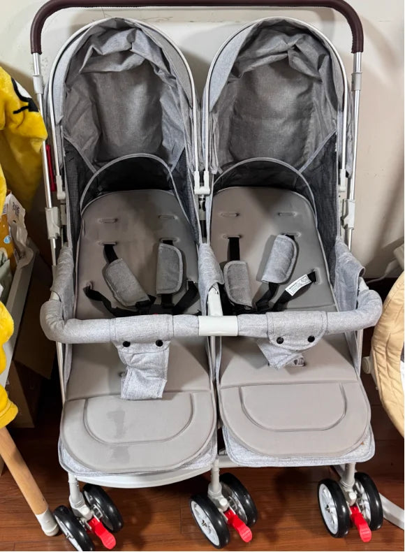 Twin Baby Stroller Can Sit and Lie Down Lightweight Stroller Two Children Outdoor Skate Baby Gods Double Seat Folding Stroller