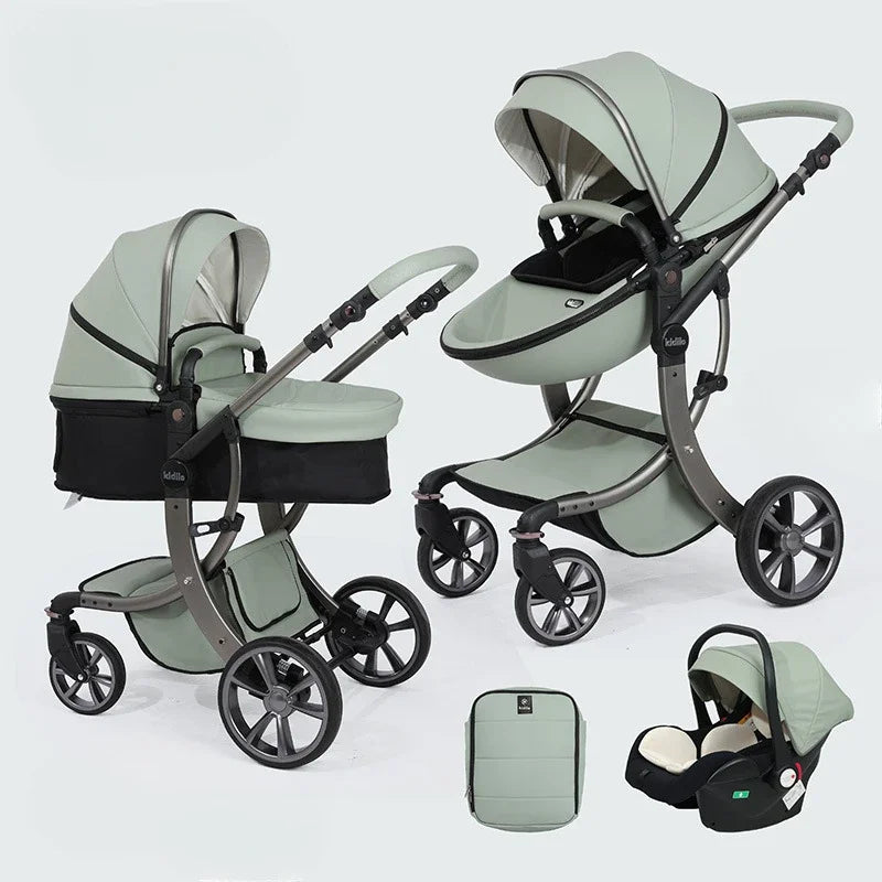 3 in 1 Baby stroller, equipped with car seats, high landscape stroller for newborns, versatile functions, can be sat or lie down