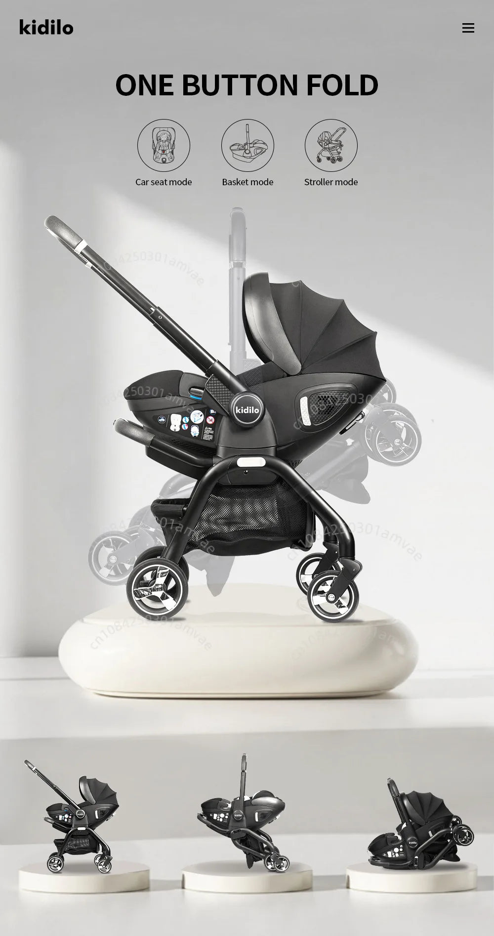 3-in-1 baby safety stroller, two-way newborn baby safety seat, portable 3-in-1 stroller for ages 0-2le for 0-2 years old