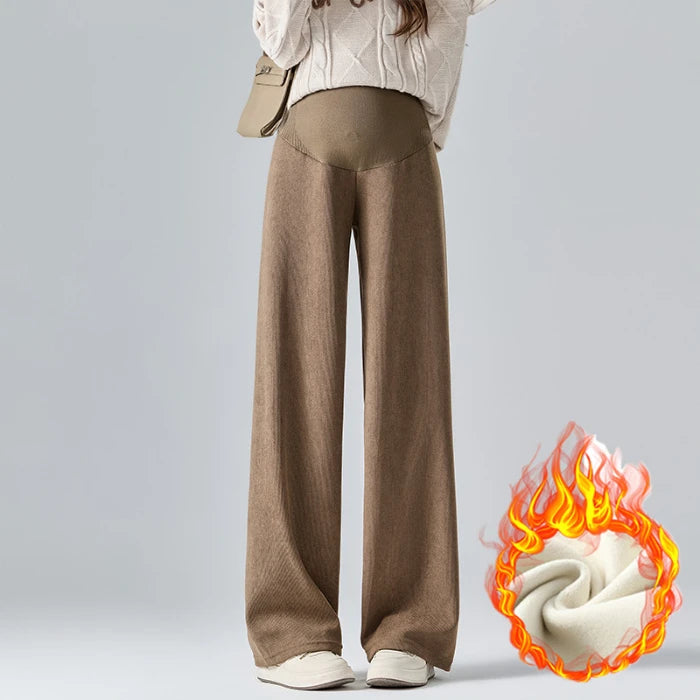 2025 Autumn Winter Maternity Pants Wide leg Loose Straight Elastic Waist Belly Long Trousers for Pregnant Women Youth Pregnancy